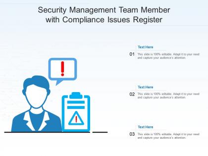 Security management team member with compliance issues register