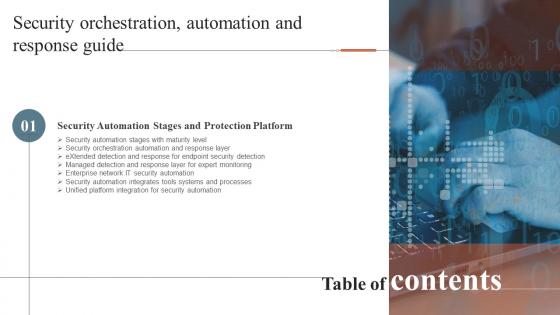 Security Orchestration Automation And Response Guide For Table Of Contents Ppt Gallery Format