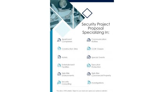 Security Project Proposal Specializing In One Pager Sample Example Document