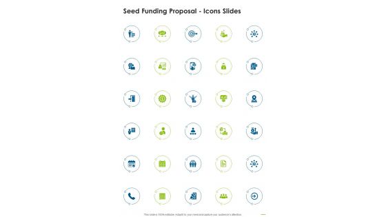 Seed Funding Proposal Icons Slides One Pager Sample Example Document