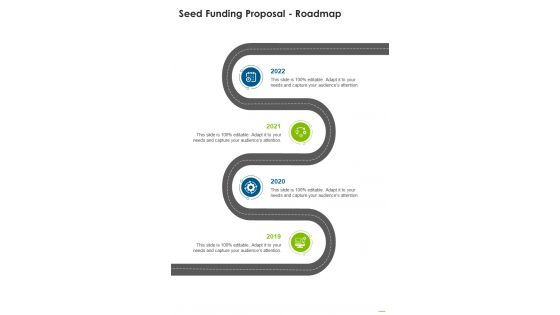 Seed Funding Proposal Roadmap One Pager Sample Example Document