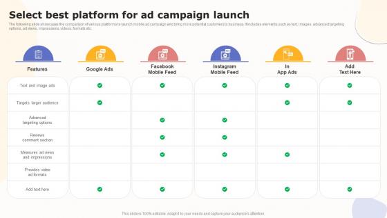 Select Best Platform For Ad Campaign Launch Boosting Customer Engagement MKT SS V