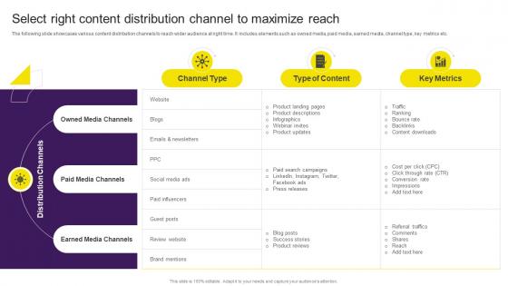 Select Right Content Distribution Channel To Maximize Reach Digital Content Marketing Strategy SS