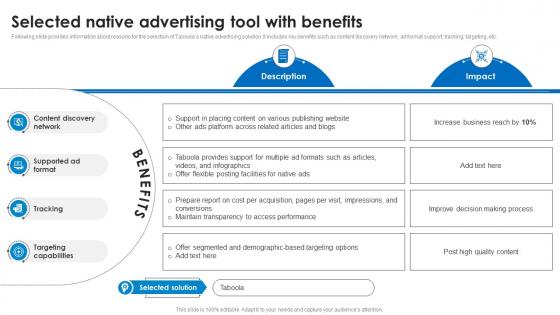 Selected Native Advertising Tool With Benefits Marketing Technology Stack Analysis