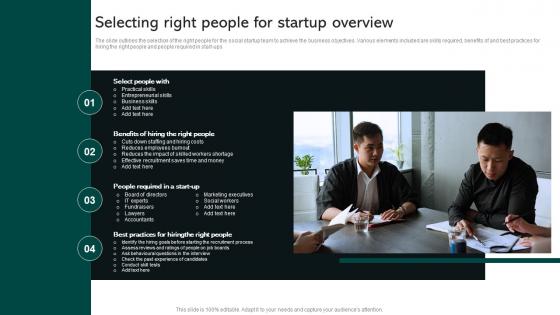Selecting Right People For Startup Overview Social Business Startup