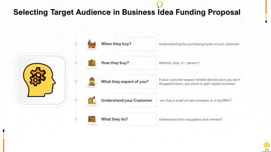 Selecting target audience in business idea funding proposal