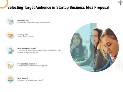 Selecting target audience in startup business idea proposal ppt powerpoint presentation gallery microsoft