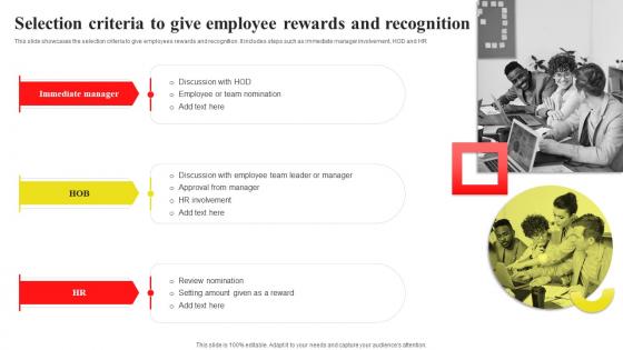 Selection Criteria To Give Employee Rewards And Recognition Implementing Recognition