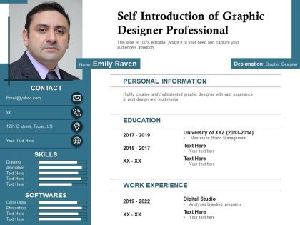 Self introduction of graphic designer professional