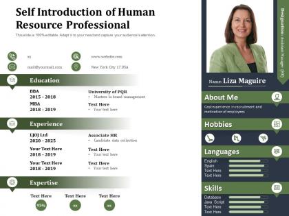 Self introduction of human resource professional
