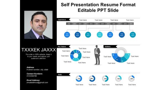 Self presentation resume format editable ppt slide