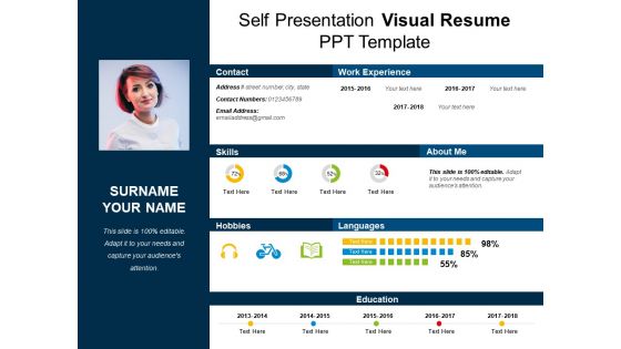 Self presentation visual resume ppt template