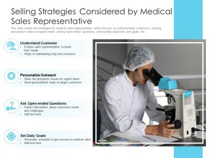 Selling strategies considered by medical sales representative