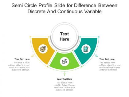 Semi circle profile slide for difference between discrete and continuous variable infographic template