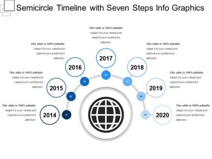 Semicircle timeline with seven steps info graphics