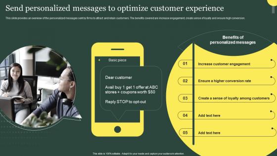Send Personalized Messages To Optimize Customer Experience Customer Service Improvement Strategies