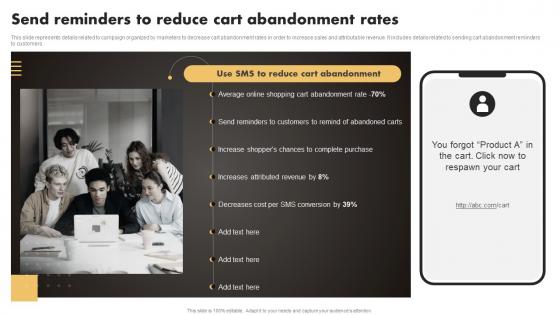 Send Reminders To Reduce Cart Abandonment Rates SMS Marketing Techniques To Build MKT SS V