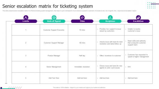 Senior Escalation Matrix For Ticketing System