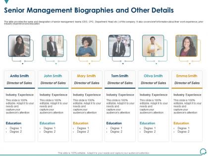Senior management biographies and other details general and ipo deal ppt topics