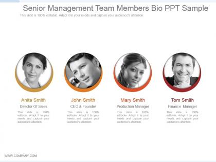 Senior management team members bio ppt sample
