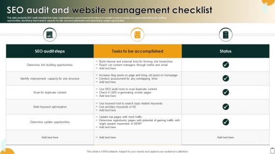 SEO Audit And Website Management Checklist