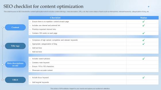 SEO Checklist For Content Optimization Leverage Content Marketing For Lead