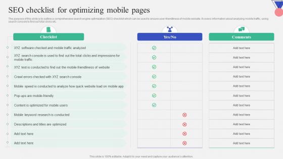 SEO Checklist For Optimizing Mobile Pages Introduction To Mobile Search