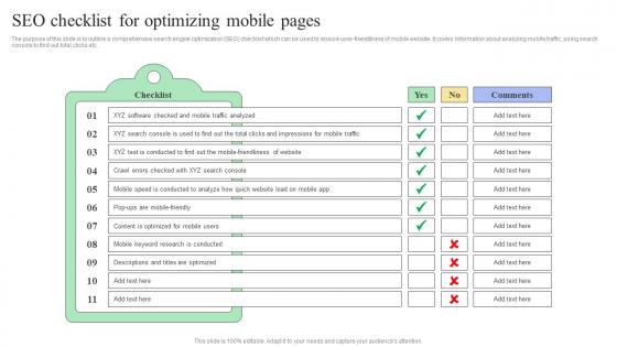SEO Checklist For Optimizing Mobile Pages Mobile SEO Guide Internal And External Measures To Optimize