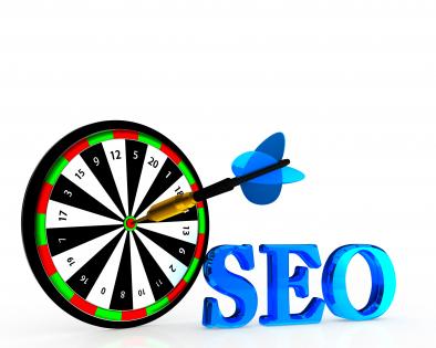 Seo letters and arrow on target board stock photo