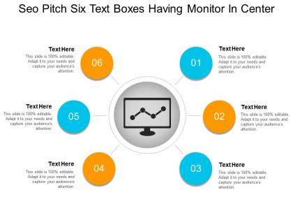 Seo pitch six text boxes having monitor in center