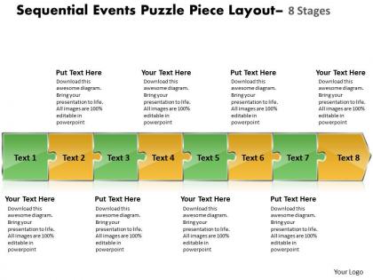 Sequential events puzzle piece layout 8 stages flowchart creator powerpoint templates