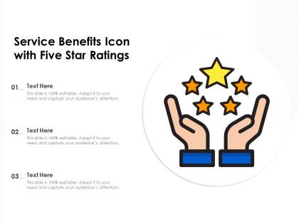 Service benefits icon with five star ratings