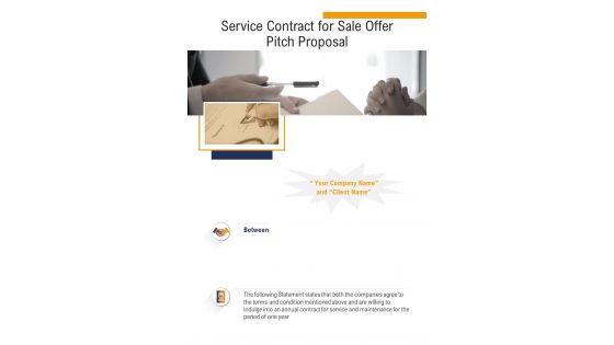 Service Contract For Sale Offer Pitch Proposal One Pager Sample Example Document