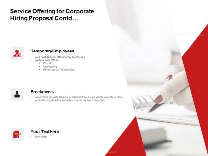 Service offering for corporate hiring proposal contd ppt powerpoint presentation icon