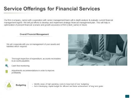 Service offerings for financial services budgeting ppt powerpoint presentation