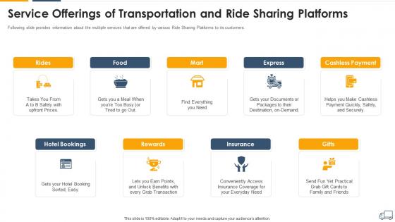 Service offerings transportation and ride sharing services industry pitch deck
