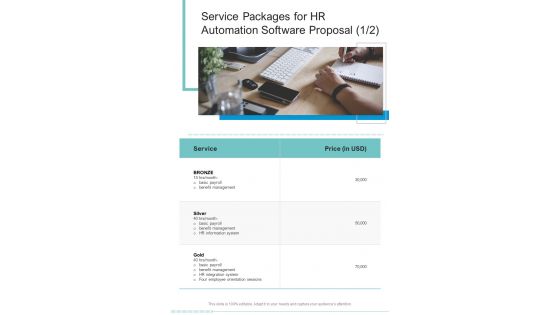 Service Packages For HR Automation Software Proposal One Pager Sample Example Document