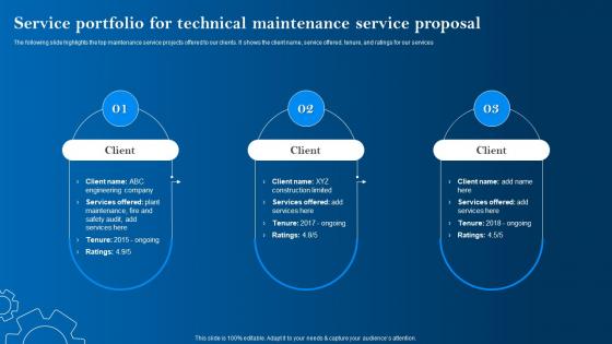 Service Portfolio For Technical Maintenance Service Proposal Ppt Mockup