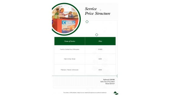 Service Price Structure One Pager Sample Example Document