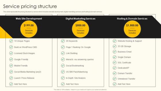 Service Pricing Structure Web Design Company Profile Ppt Professional Designs Download
