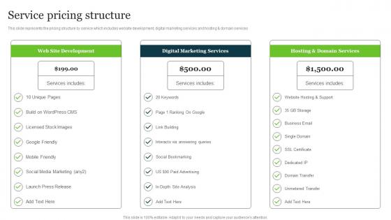 Service Pricing Structure Web Development Technologies Company Profile