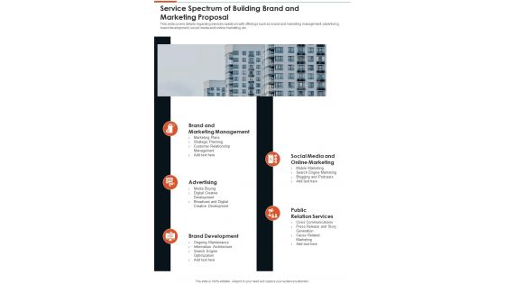 Service Spectrum Of Building Brand And Marketing Proposal One Pager Sample Example Document