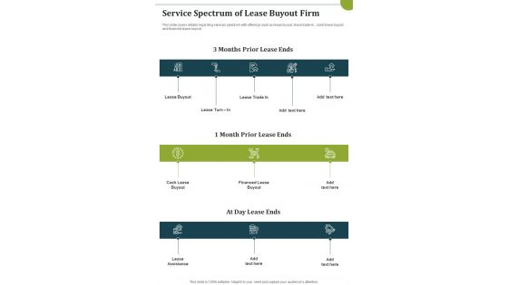 Service Spectrum Of Lease Buyout Firm One Pager Sample Example Document