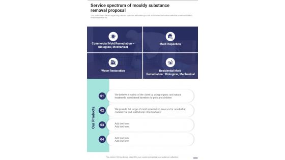 Service Spectrum Of Mouldy Substance Removal Proposal One Pager Sample Example Document