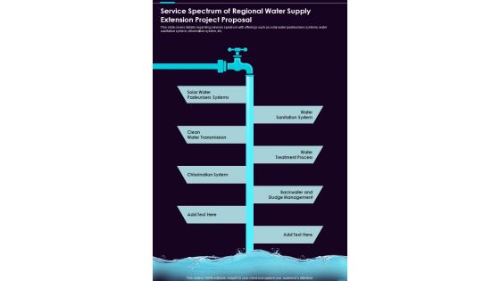 Service Spectrum Of Regional Water Supply Extension Project One Pager Sample Example Document