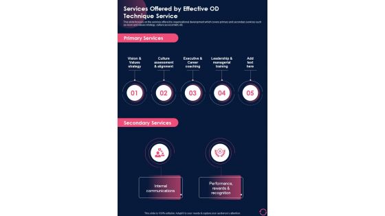 Services Offered By Effective Od Technique Service One Pager Sample Example Document