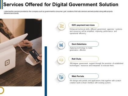 Services offered for digital government solution web ppt powerpoint presentation layouts slides