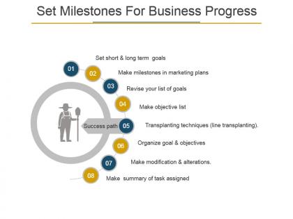 Set milestones for business progress powerpoint images