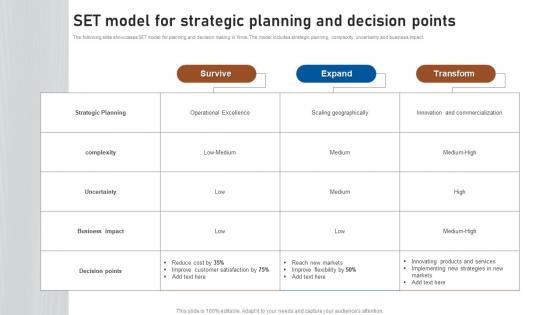 SET Model For Strategic Planning And Decision Points