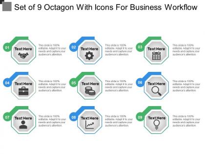 Set of 9 octagon with icons for business workflow
